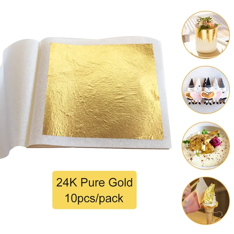 24K Pure Gold Leaf Gold Foil Sheets For DIY Cake folha de ouro Decoration Art Crafts feuille d’or Wrapping Scrapbooking