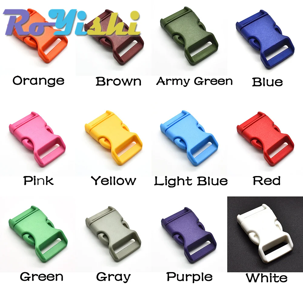 100 Pcs/Pack 1\'\'(25mm) Plastic Colorful Contoured Side Release Buckles For Paracord Bracelets/Backback