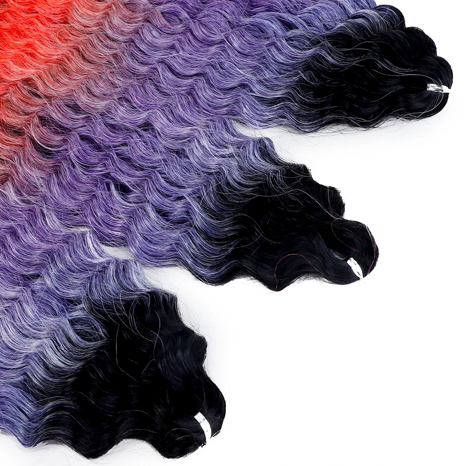 ファッションアイドル 22インチ アリエルカールヘア ウォーターウェーブ ツイストクロシェヘア 合成ブレードヘア オンブレレインボー ブレイディングヘアエクステンション