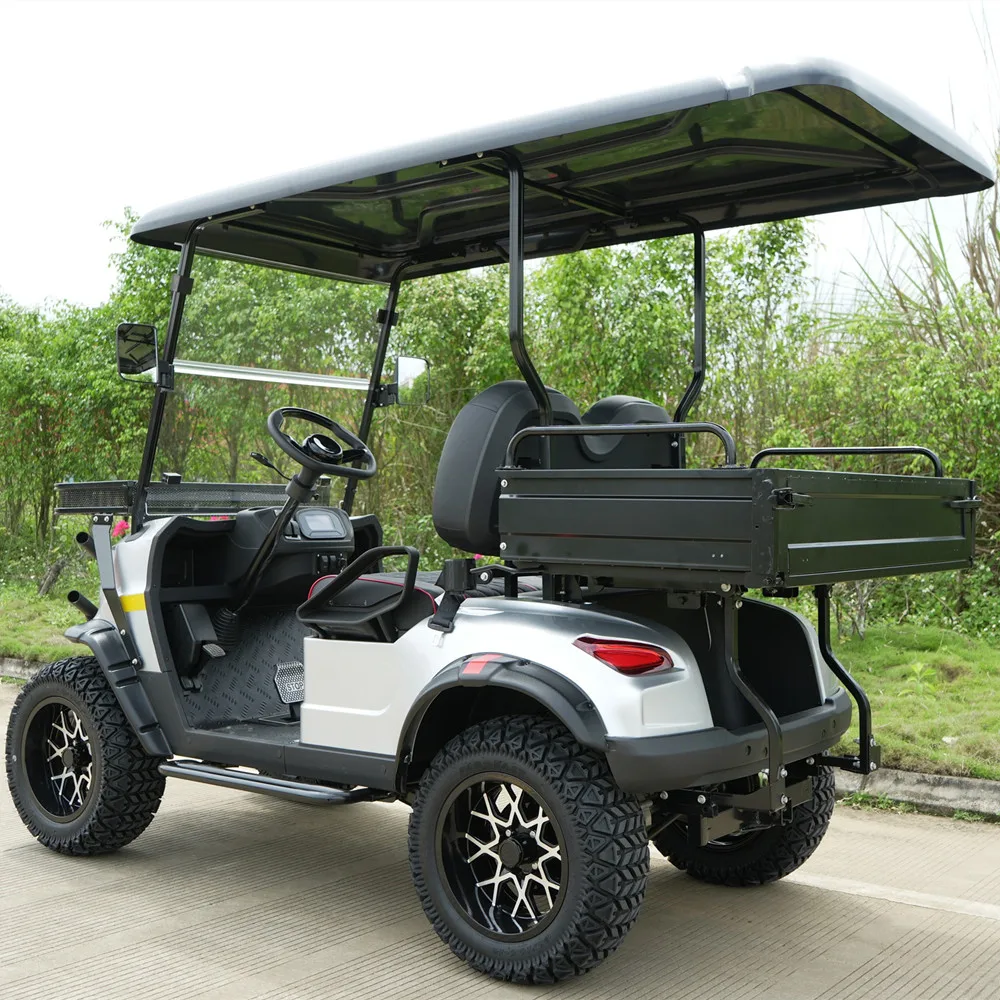 2023 Popular New Electric Golf Patrol Cart 2 Rows 4 Seaters Electric Patrol Car With Storage Space Box Golf Cart