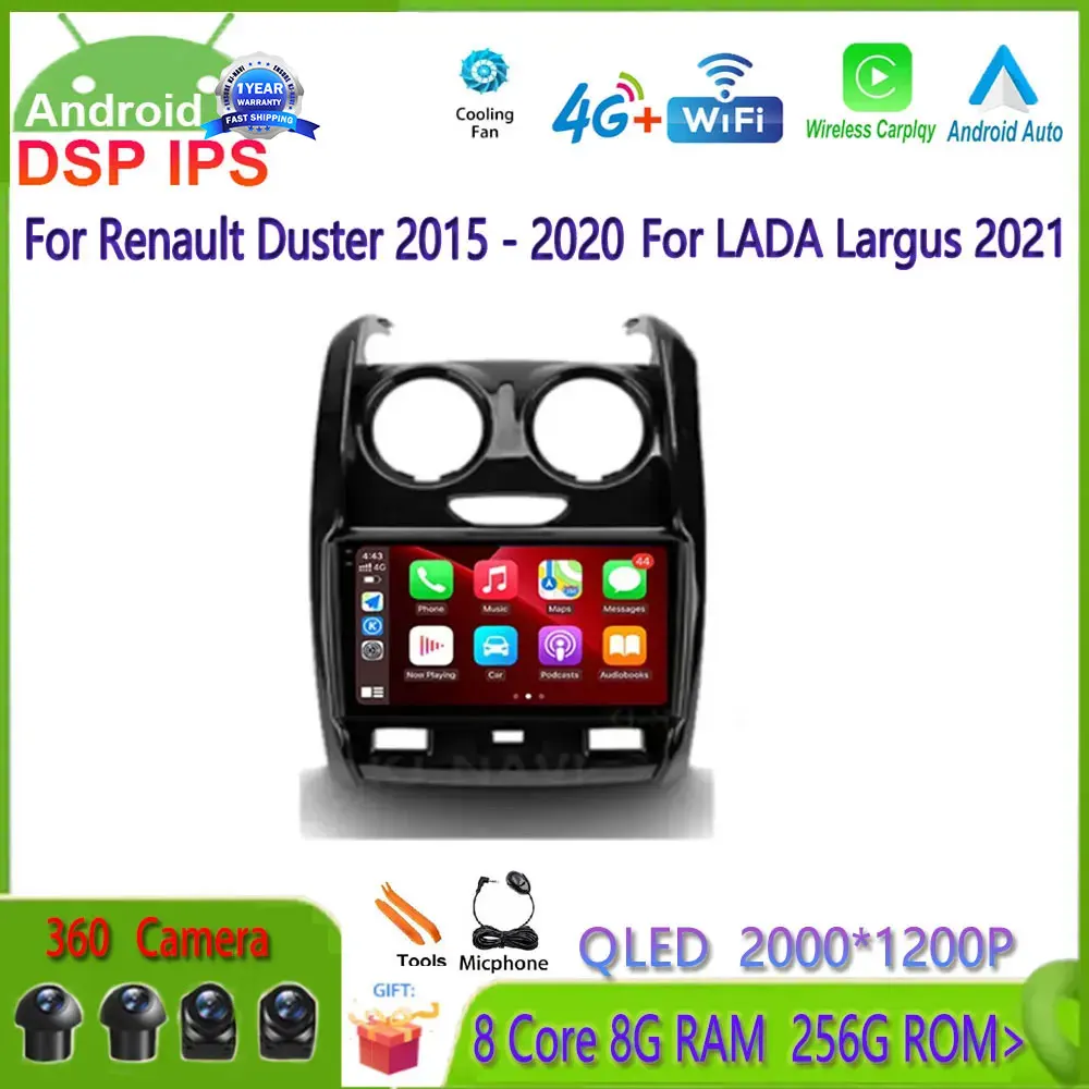 Android 14 For Renault Duster 2015 - 2020 For LADA Largus 2021 Car Auto Radio Multimedia Player 4G WIFI GPS Navigation NO DVD