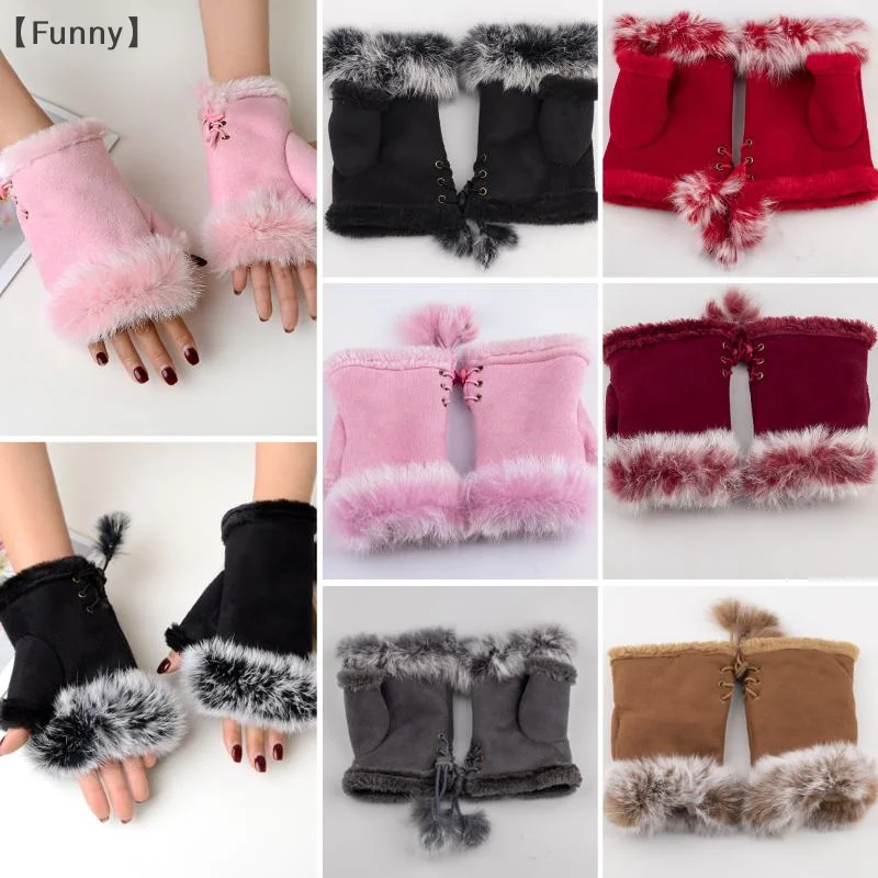 

Плюшевые перчатки без пальцев, женские зимние варежки, мягкие теплые женские грелки для запястий, уличные перчатки для письма, утолщенная защита от холода