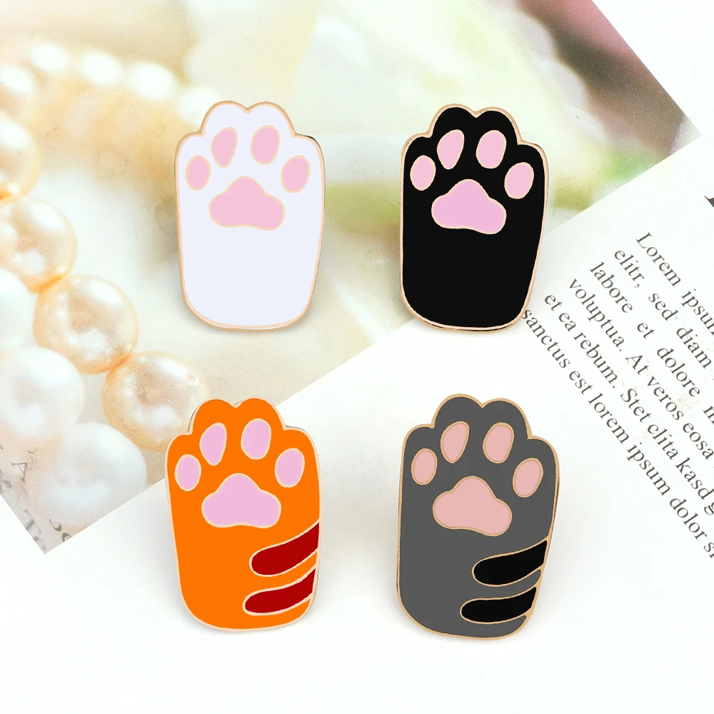 Kawaii Katzenkrallen Broschen Pins für Frauen Männer Niedliche Hundepfote Emaille Mode Hemd Anstecknadel Kinder Cartoon Tiere Abzeichen Schmuck Geschenk