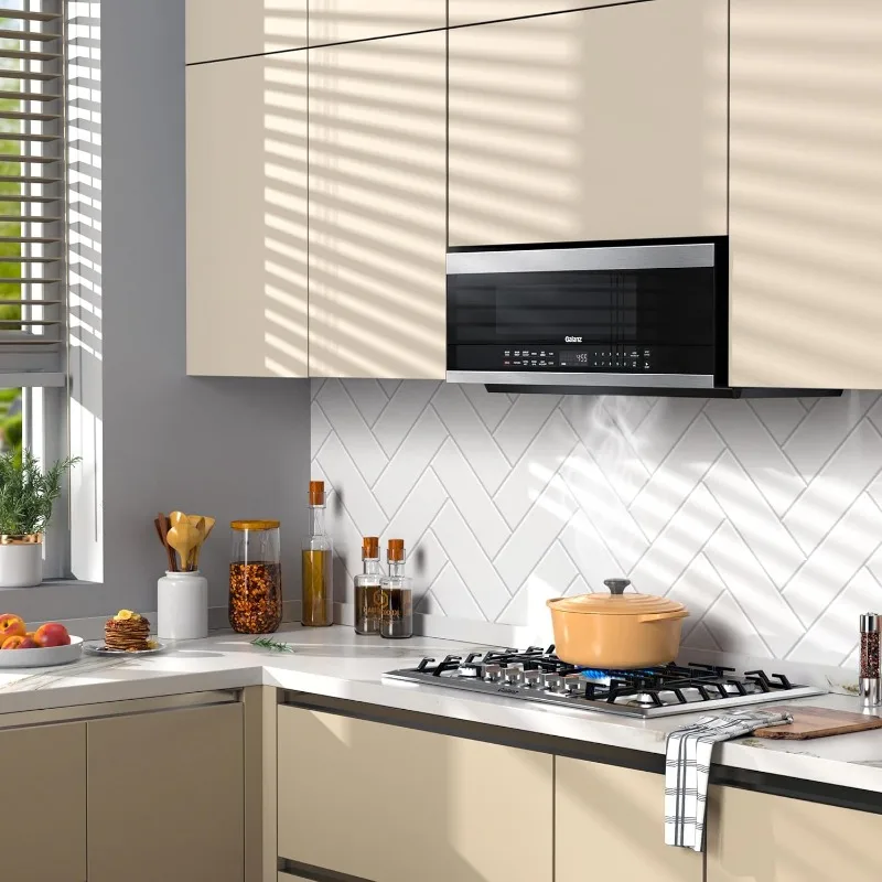 Galanz GLOMJK12S2SWN10 Low Profile Over The Range Microwave Hood Combination Steam & Sensor Cooking, 11 Power Levels, 1.2 Cu Ft