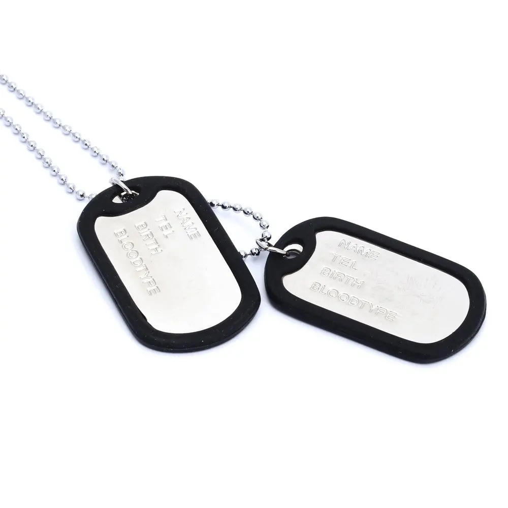 ABQR Necklace chain pendant 2 plate identity Dog Tag alloy fashion men