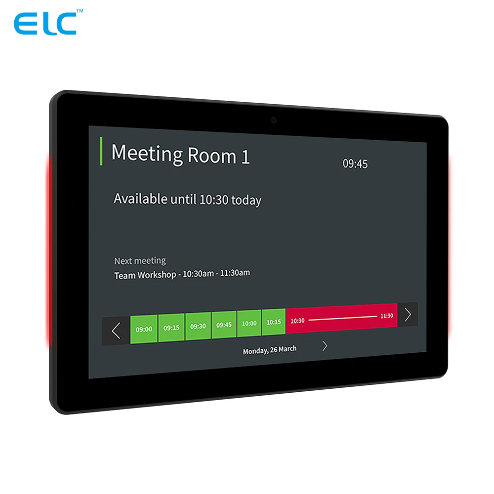 Wall Mount Touch 10.1 Inch Screen Display POE Surrounding LED Bar Booking System Conference Meeting Room Android Tablet