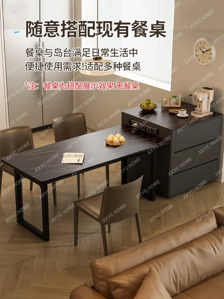 Household Movable Dining Table Integrated Stone Plate Meal Side Guide Table Cabinet