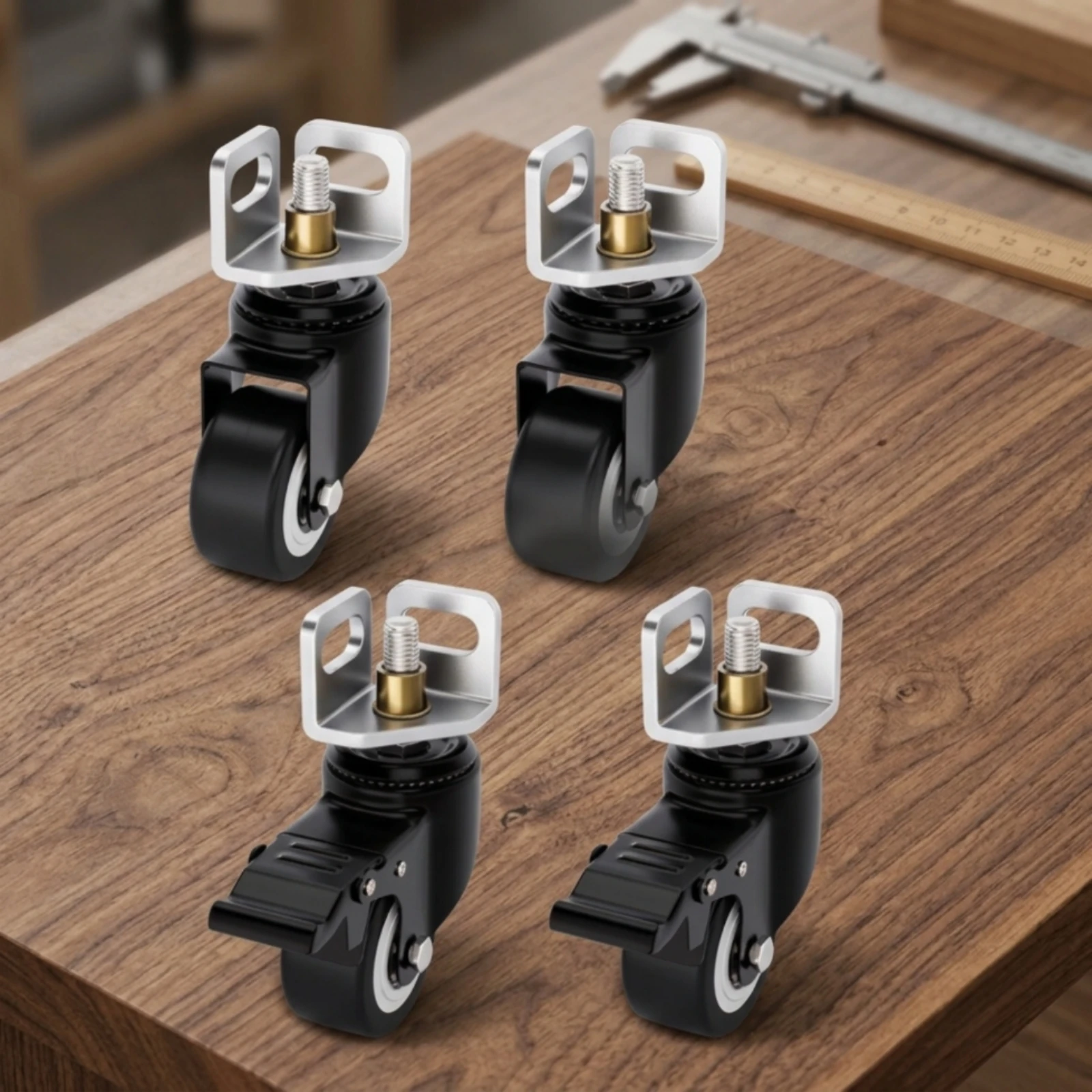 4 Pieces Angle-Steel Caster Threaded Stem L-Bracket Casters Caster Wheel with Bracket Smooth Rolling Hardware Soft for Workshop