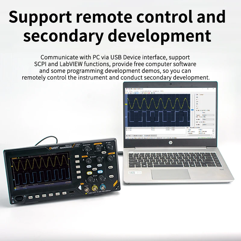 Owon Digital Oscilloscope 2-channels 100Mhz 150Mhz 200Mhz 1GS/s FFT+ 25MHz 14Bit Signal Generator SDS210S SDS215S SDS220S