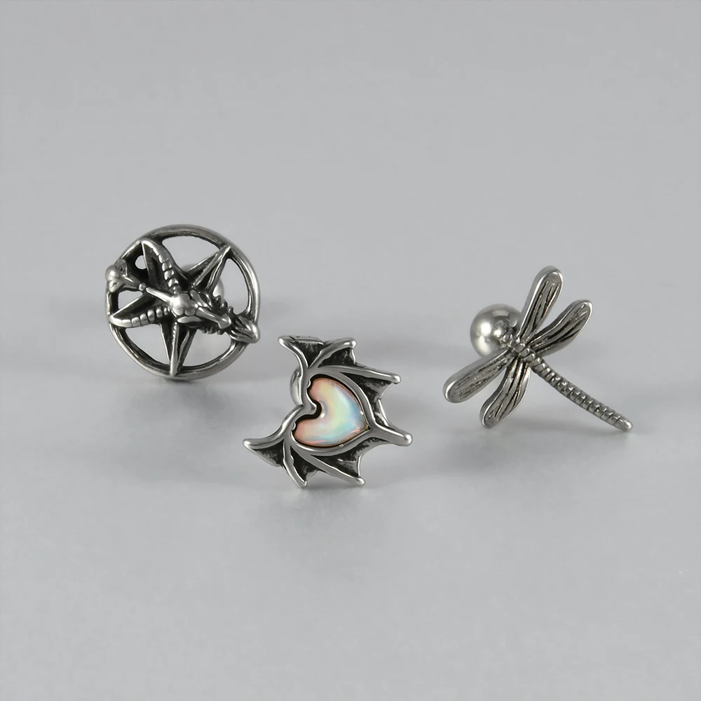 1PC Stainless Steel Butterfly &Bat Ear Studs Tragus Cartilage Gothic Earring Piercing Stud Earrings Helix Body Piercing  Jewelry