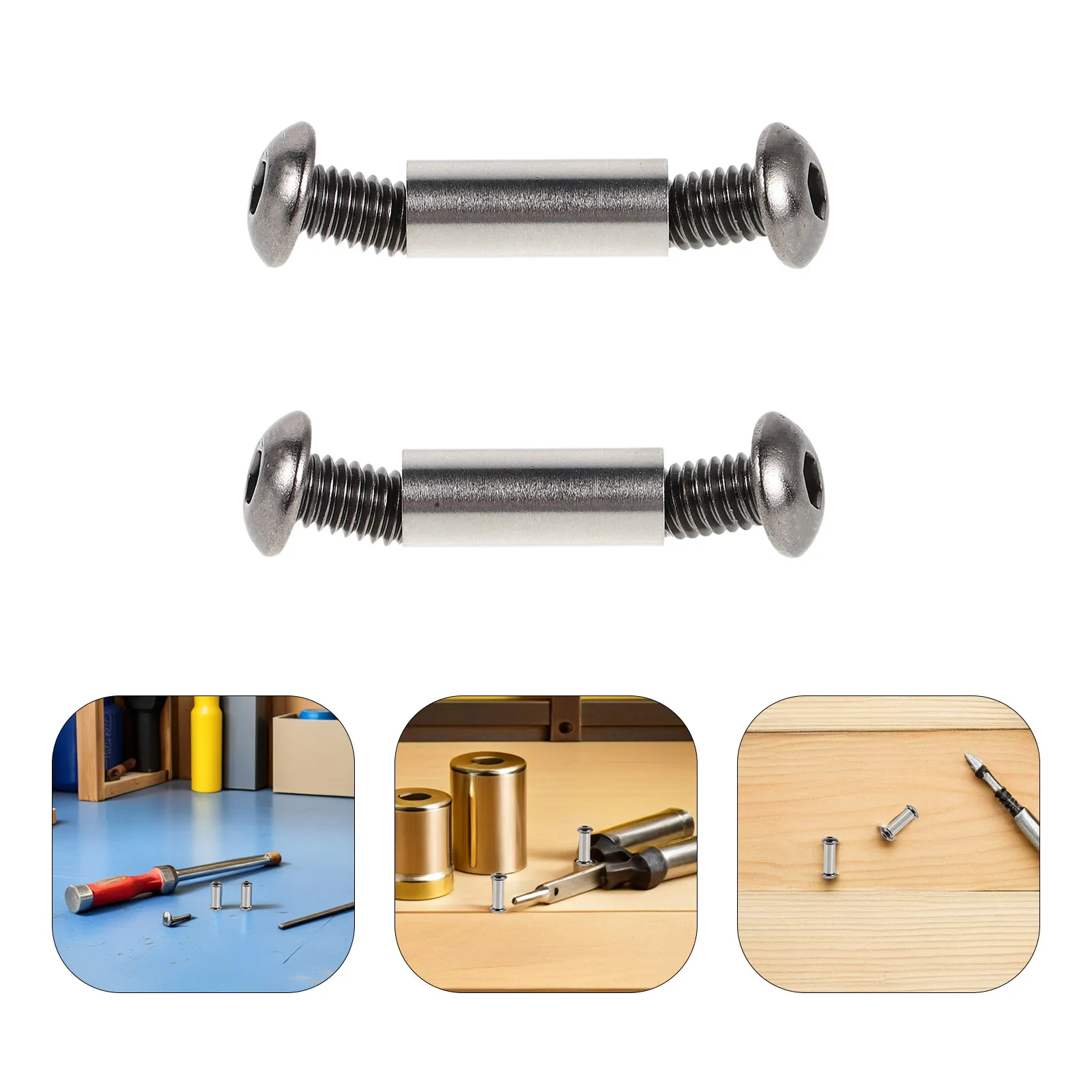 2Pcs Kitchen Knife Handle Rivet Nuts Solid Pins Stainless Steel Cutlery Rivets Black Knife Handle Repair DIY Fastener Set