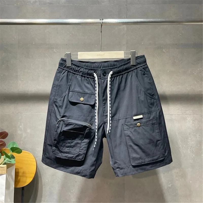 Casual Shorts Summer Fashion Tide Personality Pocket Cargo Pants Mid-length Baggy Pants Men\'s All-match Beach Pants Short Homme