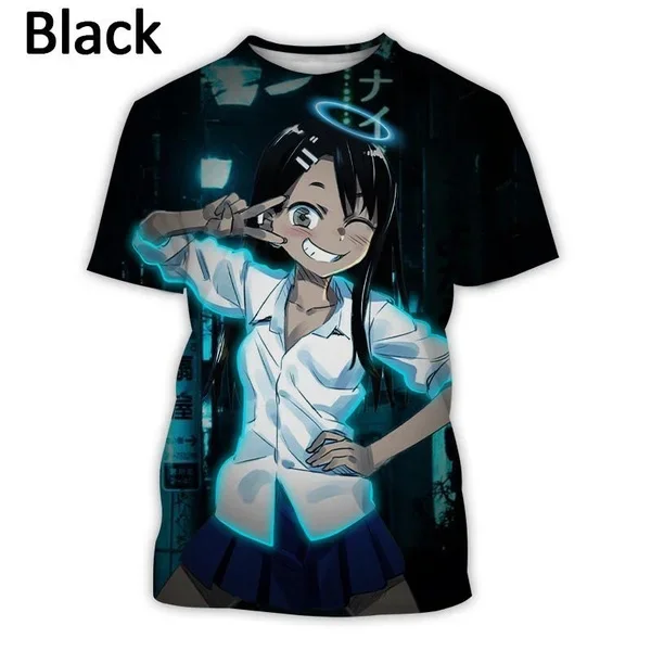 Summer Men and Women Anime Cartoon Sexy Character Nagatoro 3D Printing T-shirt Personalized Hip-hop Fashion Casual T-shirt