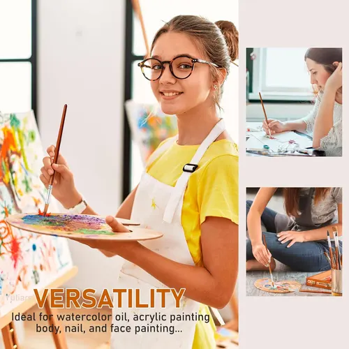 Imagen 2 del producto 12 unids/set de pinceles de pintura de acuarela con mango de madera de pelo de nailon, juego de pinceles de pintura acrílica al óleo DIY para aprendizaje, suministros de pinceles de pintura artística