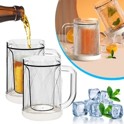 Beverage Coffee Ice Cups Reusable Interlayer Beer Chilled Ice Glass Cup Refrigerator Cooling Freezer Drinks Mugs for Party Bar