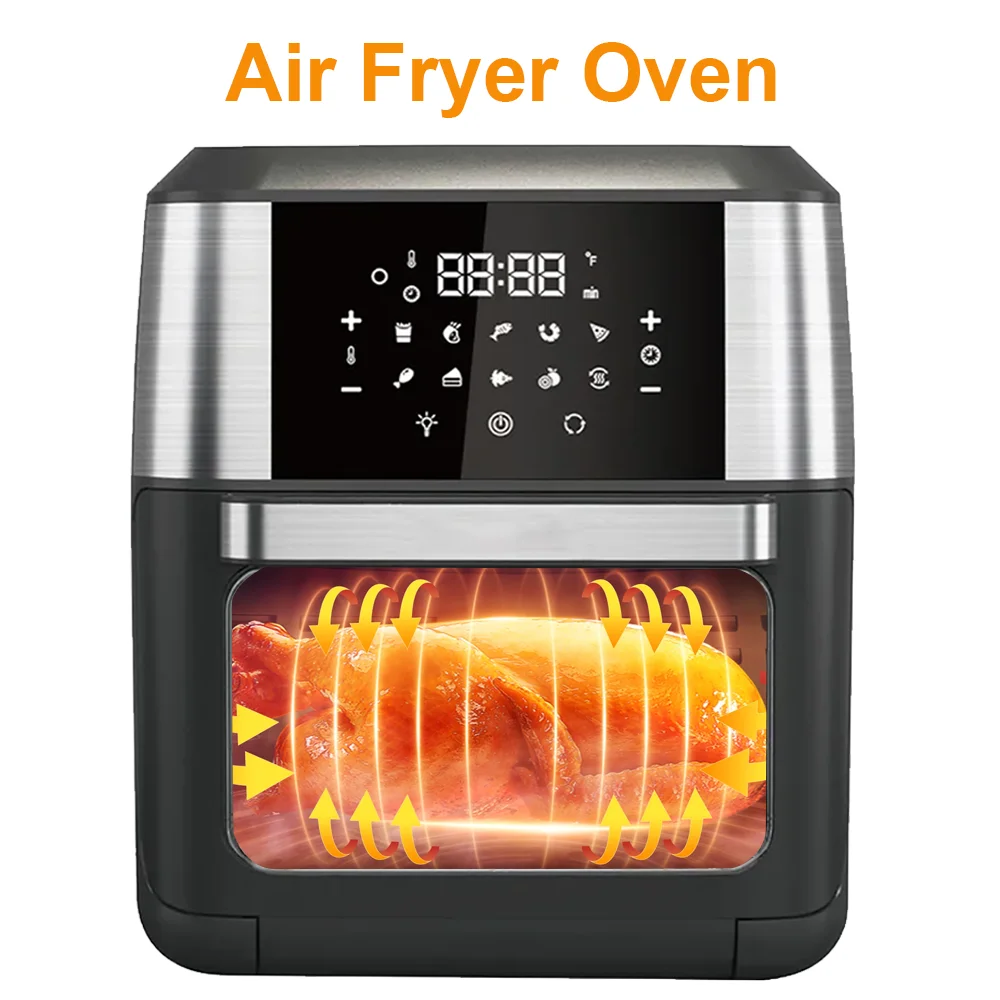 Image of Friggitrice ad aria calda da 1700 W 12 litri Friggitrice ad aria multifunzione con vassoio per grasso/griglia Friggitrice ad aria touch screen LED a rete cod004