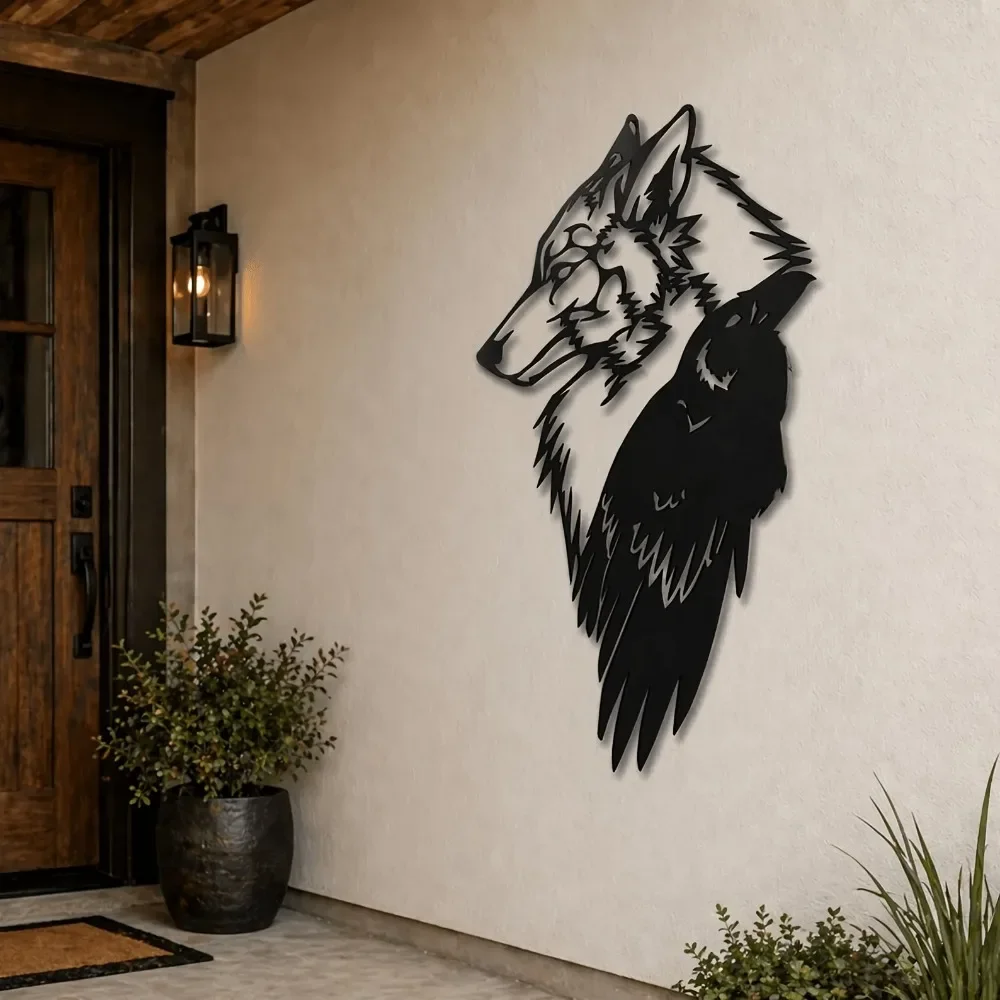 CIFBUY Wolf Design Metal Wall Art Iron Hanging Sign Modern Rustic Cabin Wildlife Hanging Decor for Home Wildlife Lover Gift