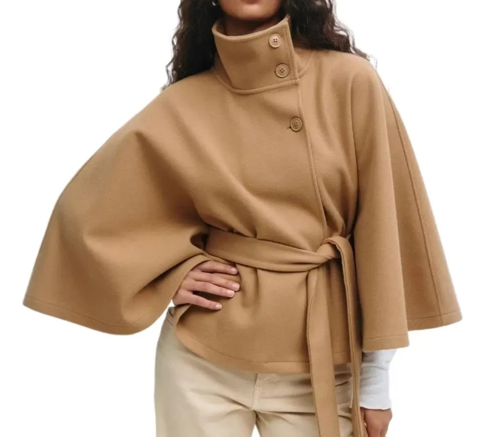 

Women's Trench Autumn Winter Turtleneck Long Solid Sleeve Loose Button Slash Cardigan Overcoats Outwear