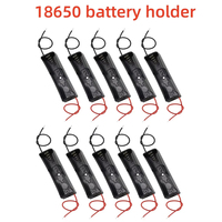 10pcs 18650 Battery Holder Box 1 Slot 3.7V Battery Holder Storage Box 1X Cell Plastic Container with Connect Black Red Wire Lead