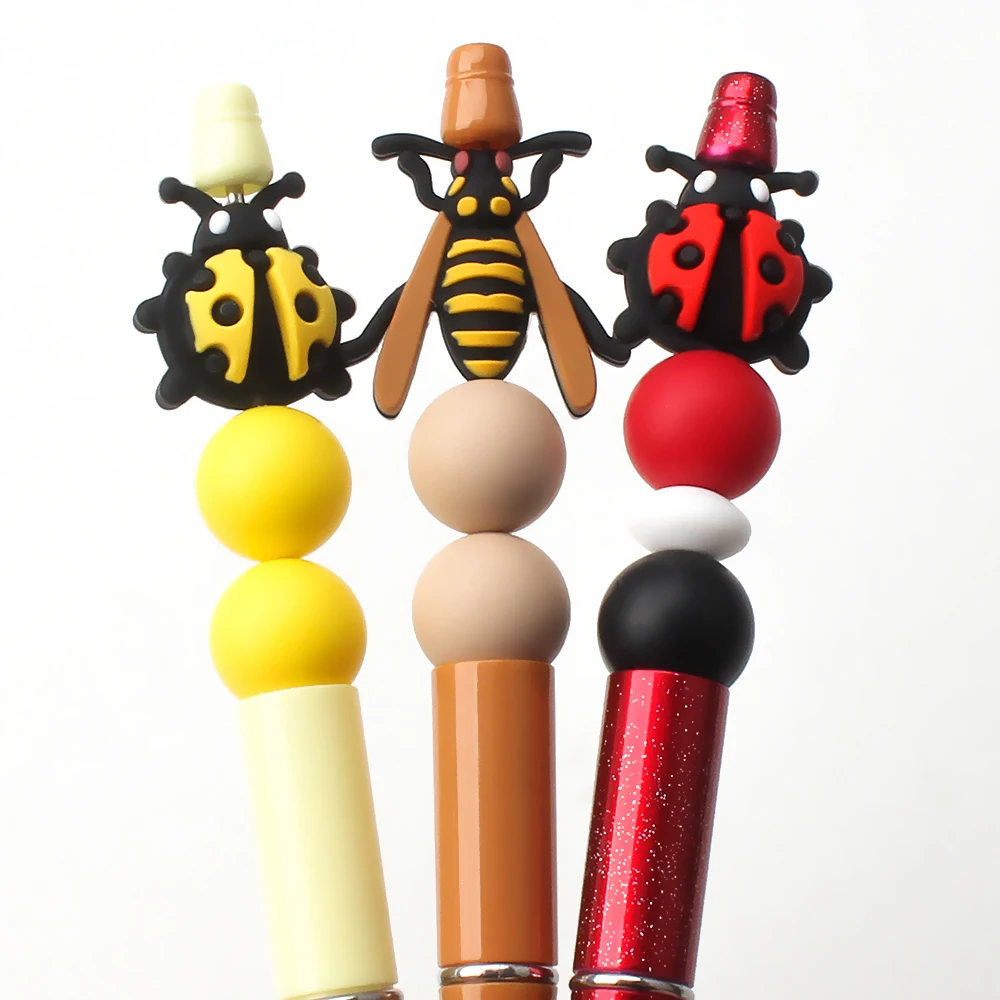 5/10/20PCS Ladybug Silicone Beads 3D Animals Focus Beads For Jewelry Earrings Pendant Makeup Brush Decoration Accessories