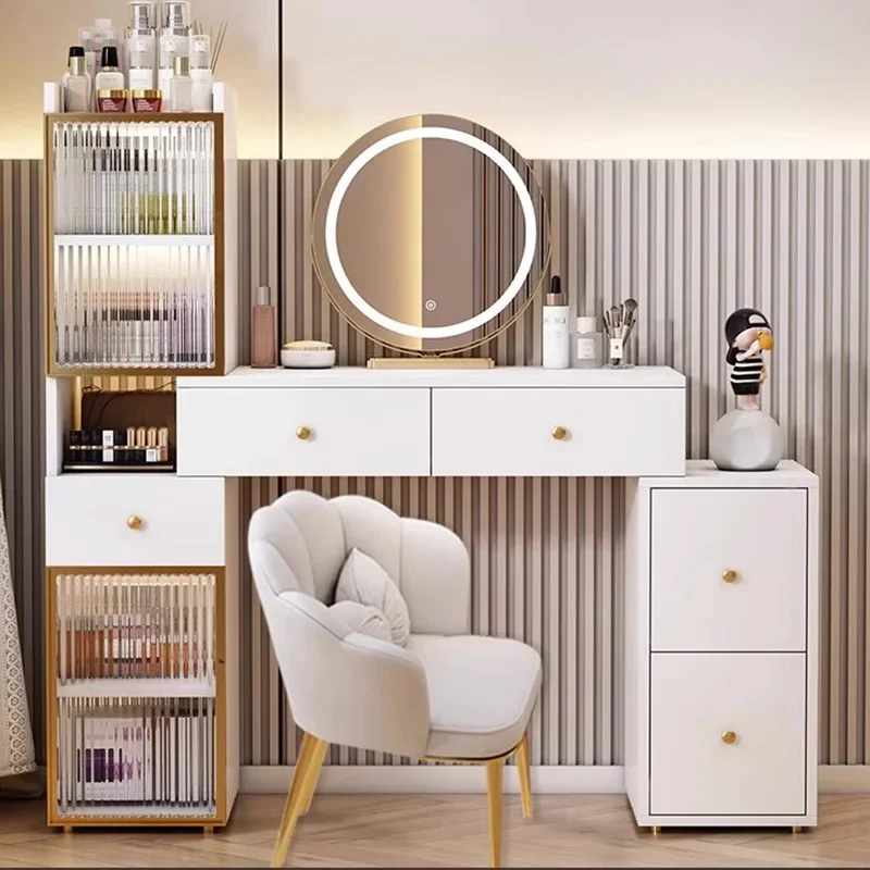 Storage Makeup Vanity Table Mirrors Women Vanity Medium Size Modern Dressing Table Stool Luxury Kaptafel Bedroom Furniture