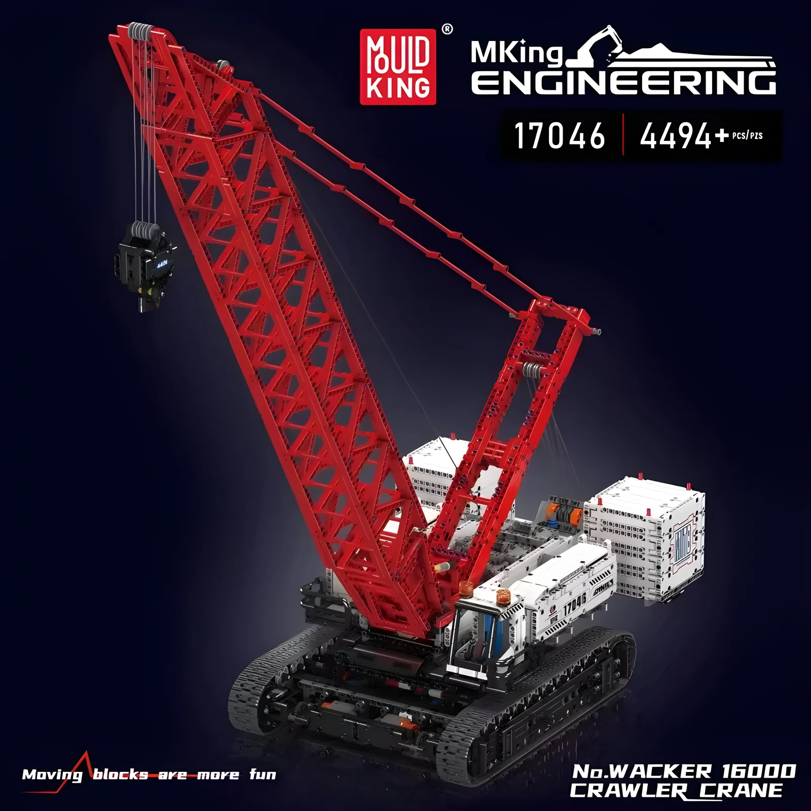 Mould King 17046 Technical Truck Building Blocks Remote Control Wacker 16000 Crawler Crane Model Bricks Toys Kids Christmas Gift