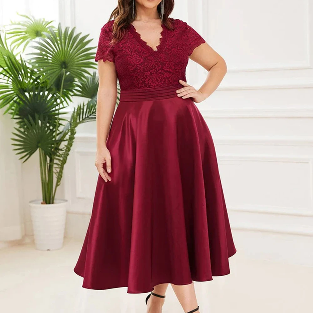 Mãe da noiva vestidos de renda apliques babados clássico colher pescoço tornozelo comprimento vestido meia manga chiffon casamento convidado vestido