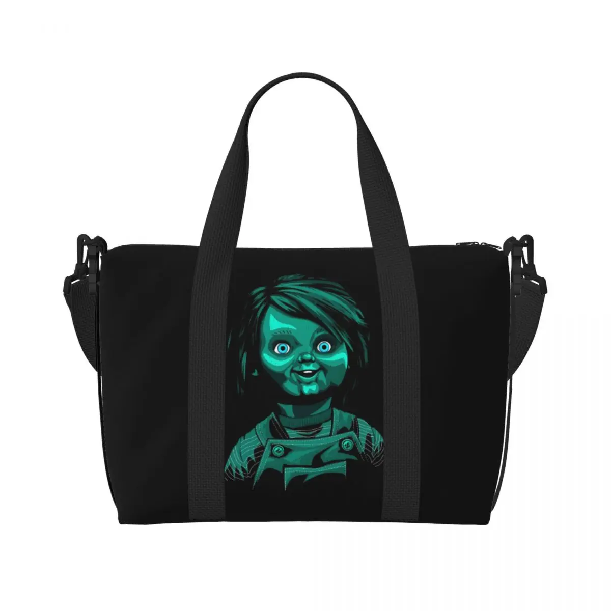 

Детская пляжная большая сумка Chucky на заказ для женщин, фильм ужасов, большое отделение, спортивные пляжные дорожные сумки