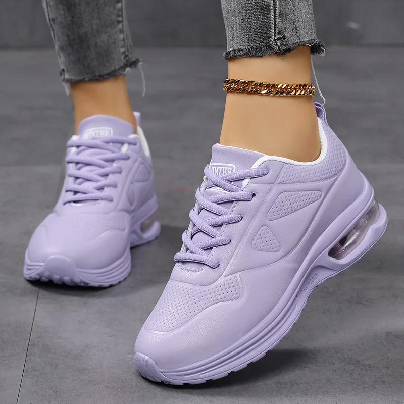 Frauen Mode Luftpolster Turnschuhe PU Leder Laufschuhe Anti-slip Outdoor Sport Schuhe Elastische Gym Trainer – Detail 10