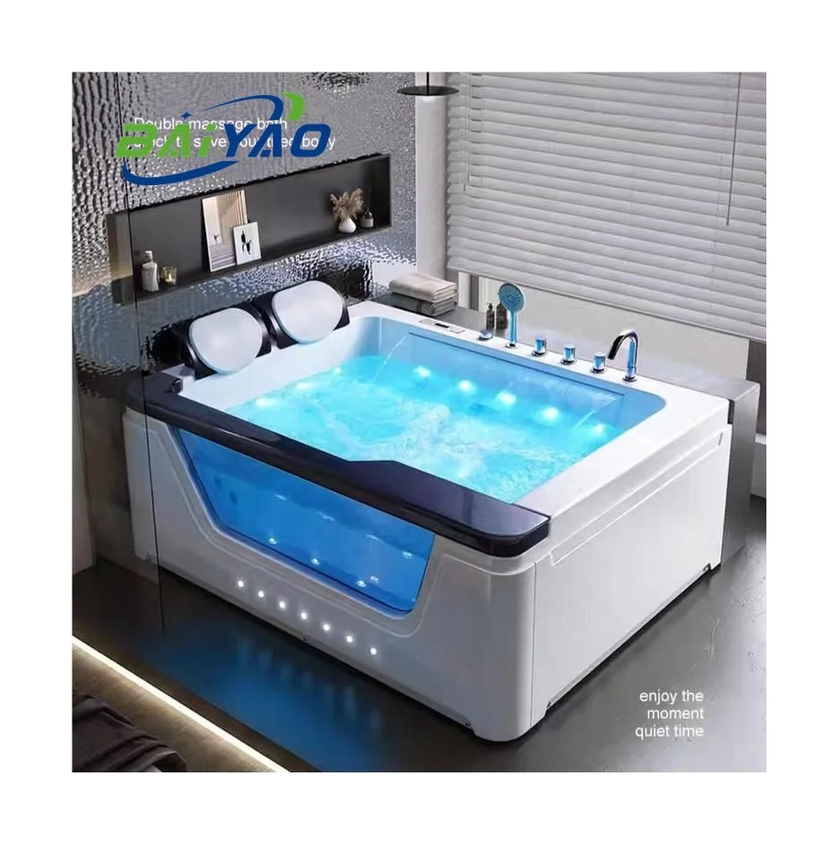 

2 Persons Indoor Whirlpool Massage Bathtub With 1700mm Size Air Jets Bubble Bath LED Light Hot Tub Spa Yacuzzi