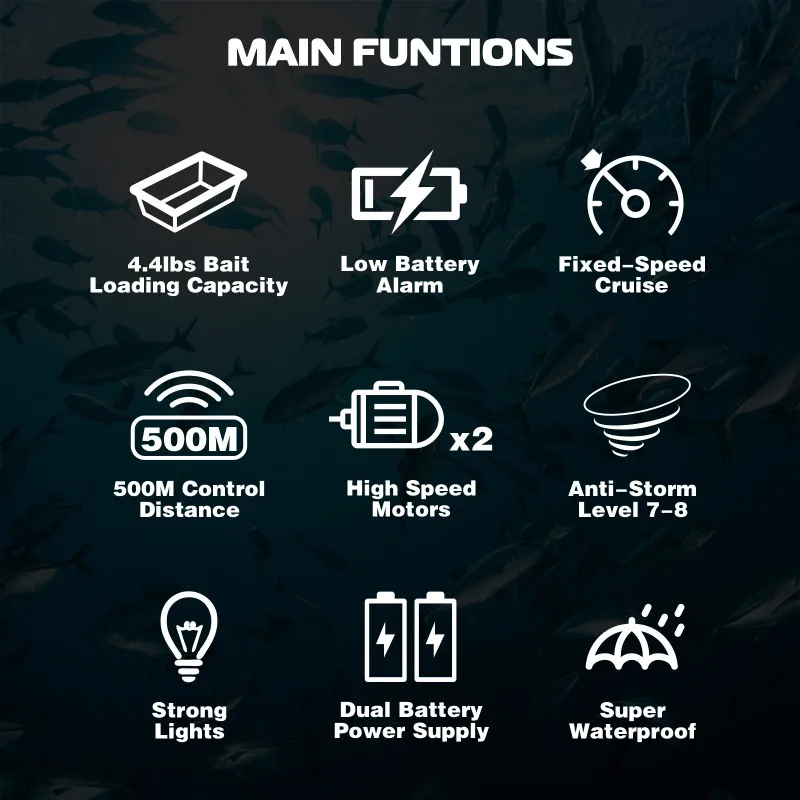 V050 Smart RC Bait Boat – Electric Fishing Bait Delivery Boat, Remote Control Angling Tool for Lake & River