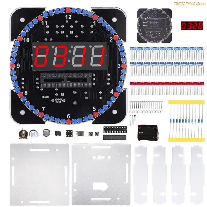 K1AE Programmable Digital Clock Electronics Set with 7 Animation Modes Temperature Sensors & Light Control for Home School