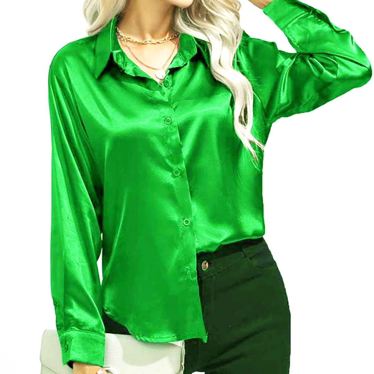 40 Colors Oversize Women Shirts Solid Plain White Black Green Red Blue Pink Yellow Gold Purple Blouse Casual Business Barry Wang