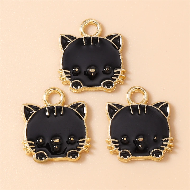20 Stück 14x15mm Cartoon-Emaille-Tieranhänger Katzen-Charms für die Herstellung von Ohrhängern, Halsketten, Armbändern, DIY-Bastelarbeiten, Schmuckzubehör – Detail 9