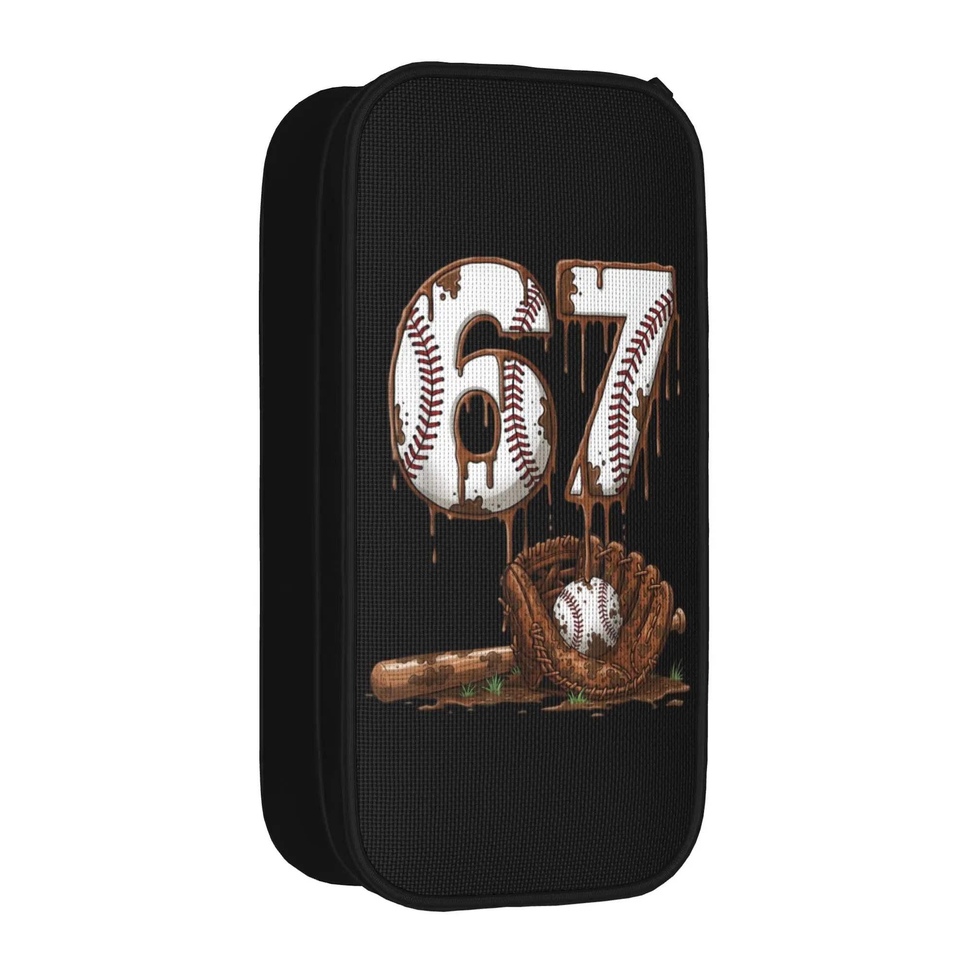 Baseball Sport Ice Cream Drip 67 Six Seven Pencil Case Meme Funny Pen Box Bags Student Big Capacity School Pencilcase Stationery