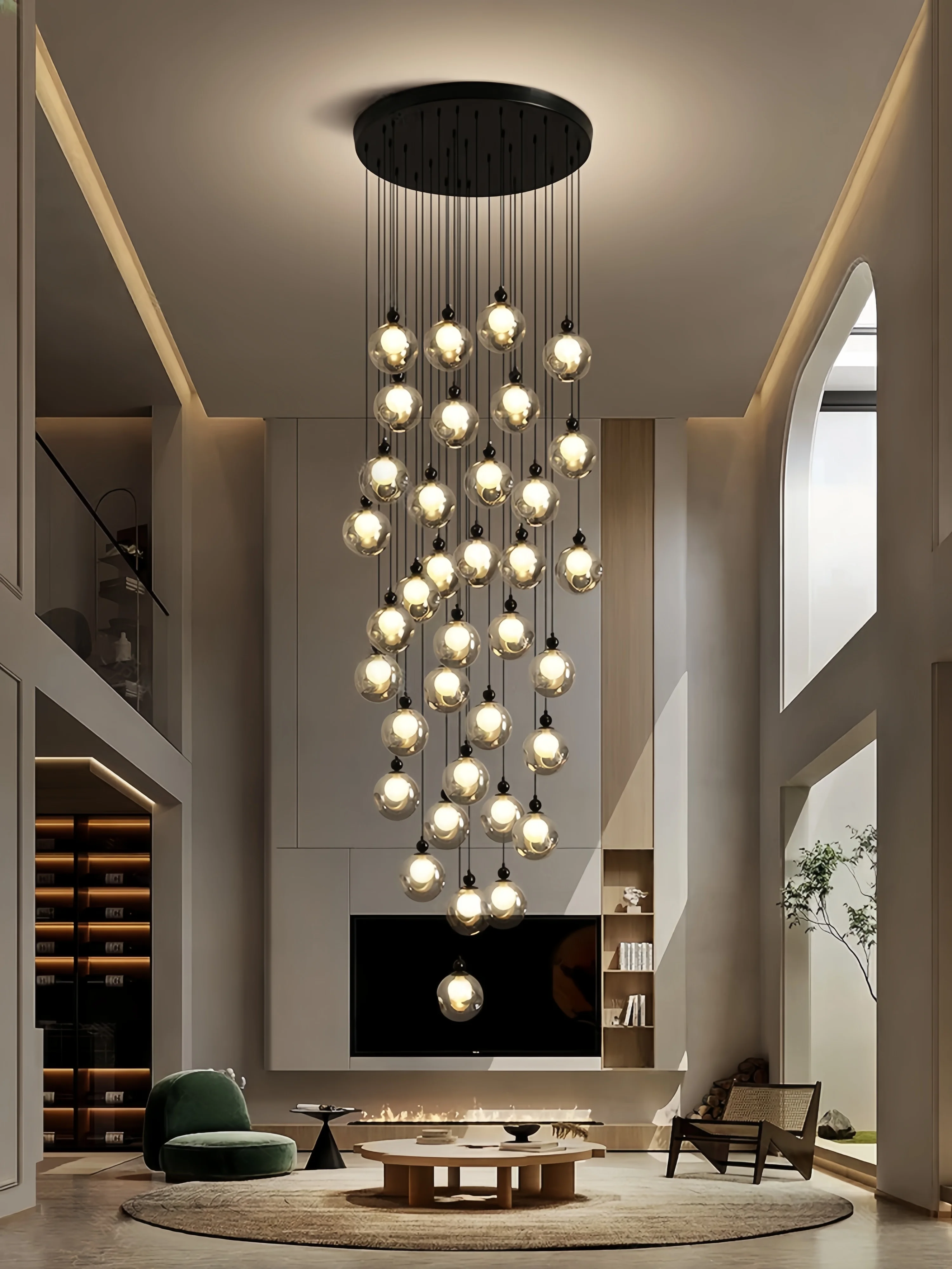 

Nordic Stair Chandelier For Duplex Loft Apartment Mid Floor Hall Villa High Living Room Stair Lighting Decor