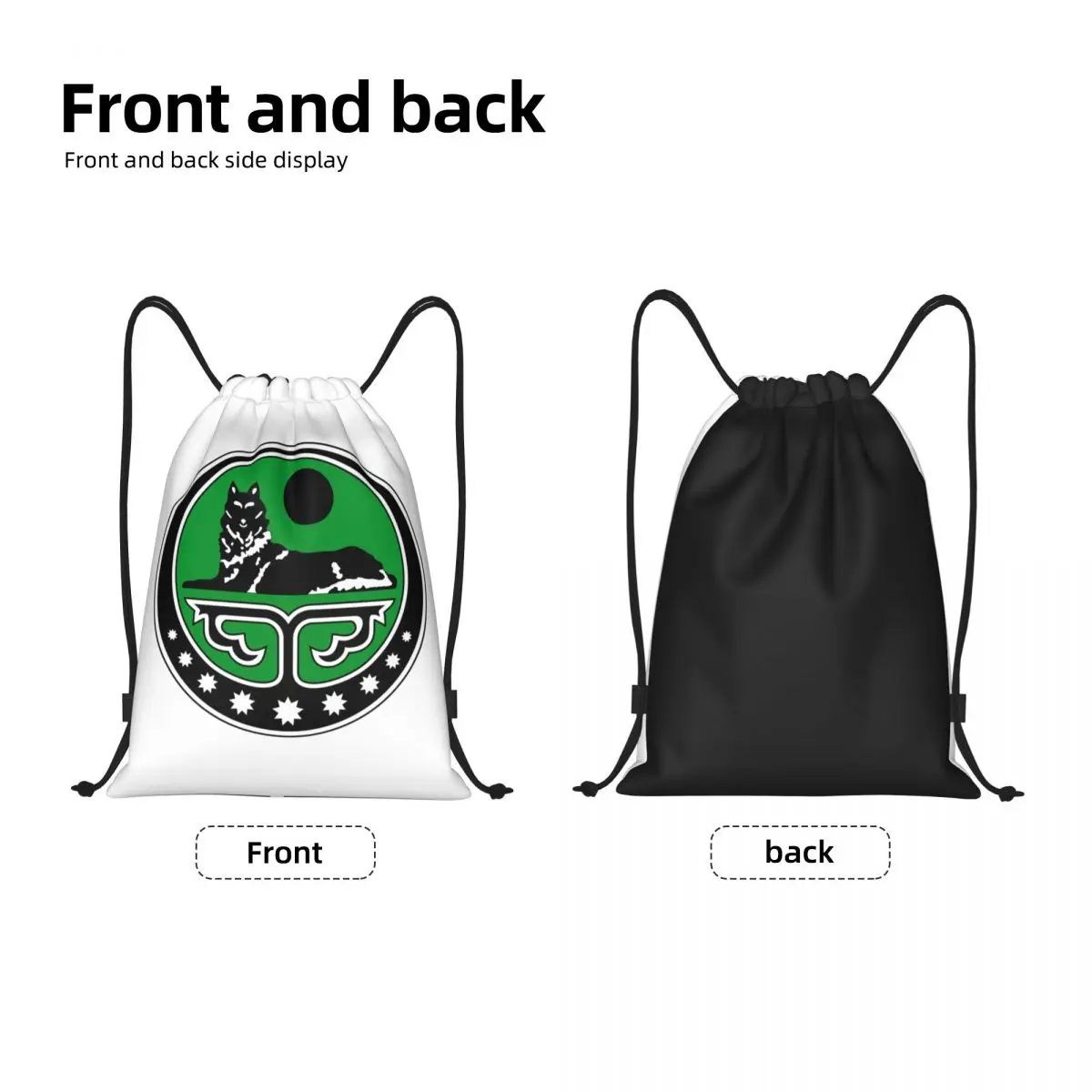 Chechen Borz Drawstring Backpack Sports Gym Bag for Women Men Wolf Coat Of Arms Training Sackpack