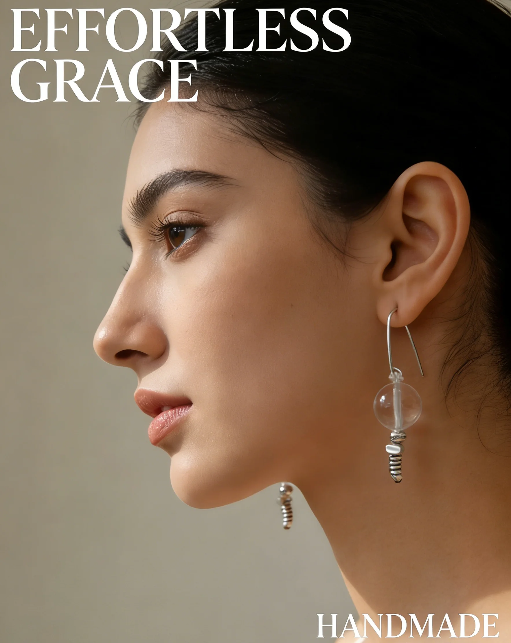 

Handmade 925 Thai Sterling Silver Drop Earrings, Natural Himalayan Clear Quartz Beads, Artisan Crafted Minimalist Ethnic Style