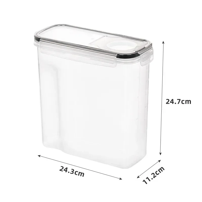 4/2.5L Airtight Cereal Storage Container Moistureproof Insect Proof Rice Bucket Food Storage Box Plastic Transparent Sealed Tank