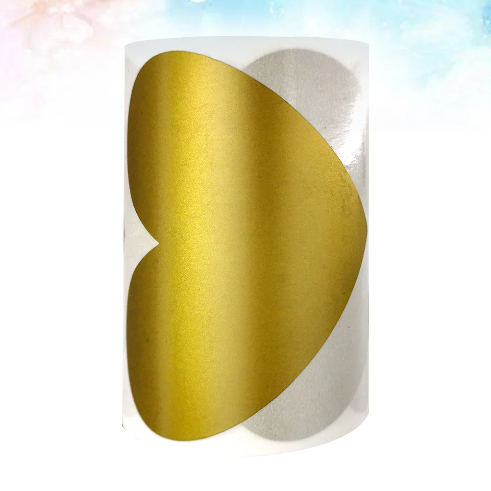 

1 Roll Scratch-off Stickers Love Shaped Label DIY Adhesive Decals Creative Gift Label for Golden