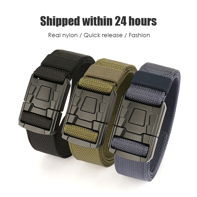 VATLTY New Tactical Casual Belt for Men Soft Real Nylon Quick Release Metal Buckle Duty Work Belt Outdoor Hiking Girdle Male