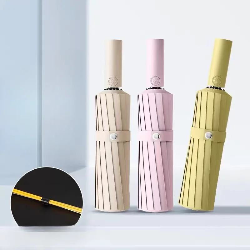 

32 кости автоматический двойной Киль винил погода дождь двойного назначения ветрозащитный утолщенный однотонный деловой тройной зонт