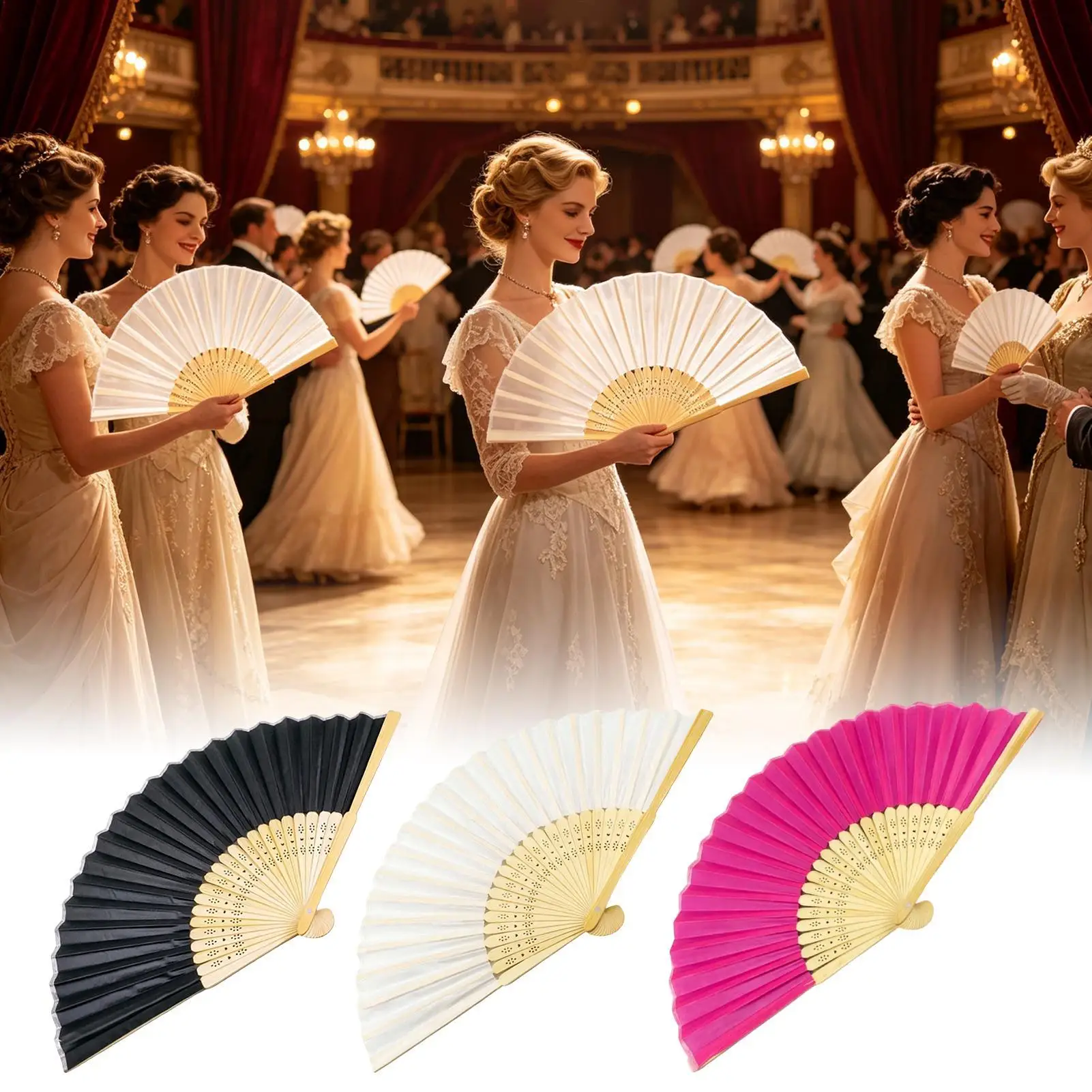 Chinese Fan Chinese Handheld Wooden Frame Wall Decor Women Asian Fan Dancing Props For Bridal Wedding Dancer Stage Birthday Home