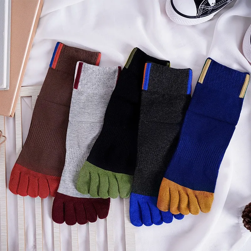 5 Paar lässige, bequeme Fünf-Zehen-Baumwollsocken für Herren, atmungsaktive Fünf-Zehen-Sportsocken, hochwertige Herrensocken mit geteilter Zehenpartie