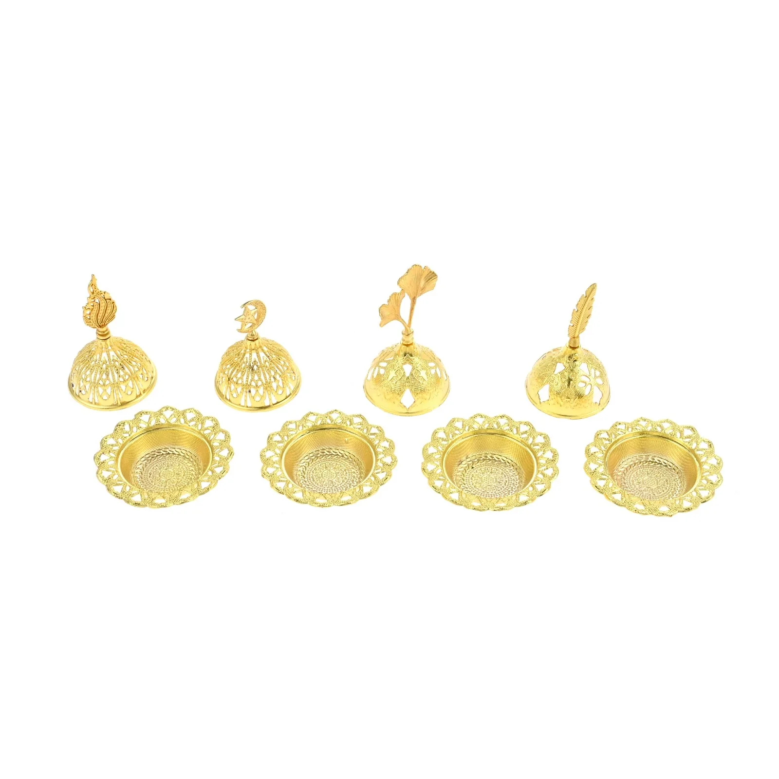 1pc Alloy Incense Burner Holder Golden Tower Oil Burner Arab Style Home Decoration Tearoom Yoga Room Study Bedroom Ornaments