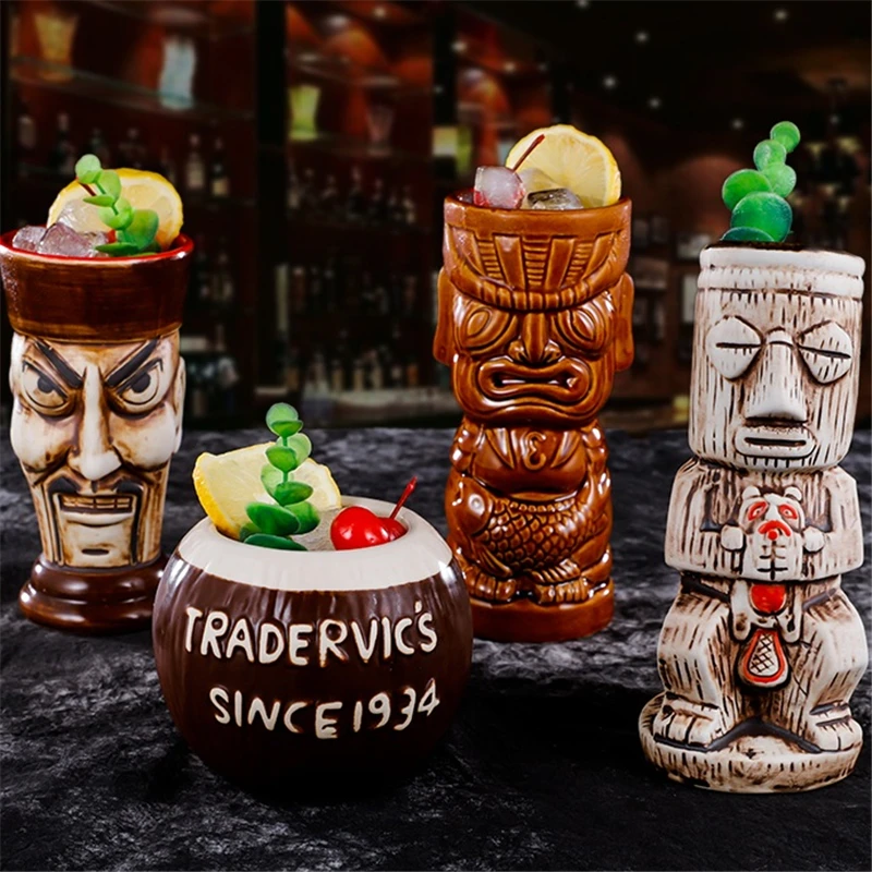 New Hawaii Tiki Mugs Cocktail Cup Beer Beverage Mug Wine Mug Ceramic Easter Islander Tiki Mug