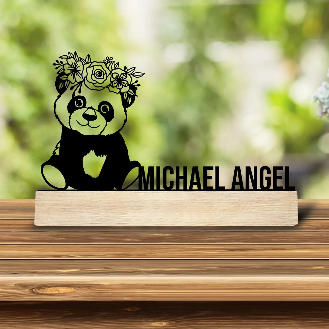 1pc Personalized Metal Artwork Custom Content Equipped with Wooden Base Festival Ornaments and Decorations