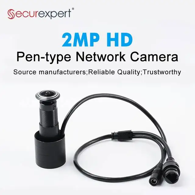 SECUREXPERT Factory 1.66mm Pen Type Camera  HD 2MP Resolution Door Eye Camera IP POE Audio Customized Brushed Aluminum Housing