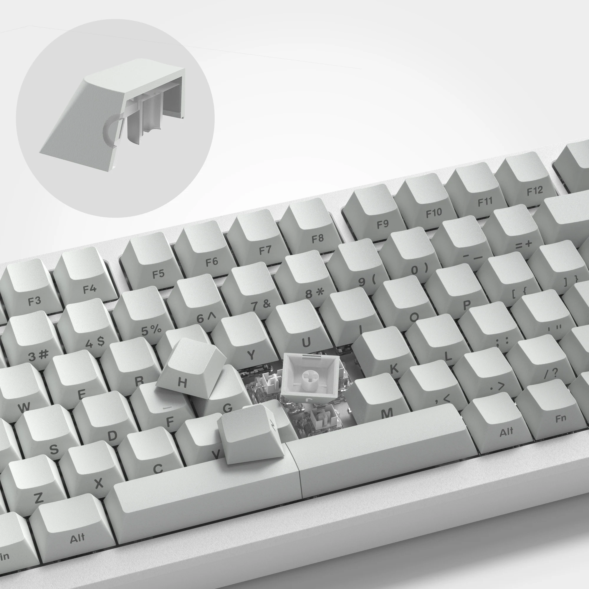 121 Key Gradient Gray White PBT Double Shot Side Print Shine Through Backlit keycaps For MX Mechanical Keyboard 108 87 84 64 61