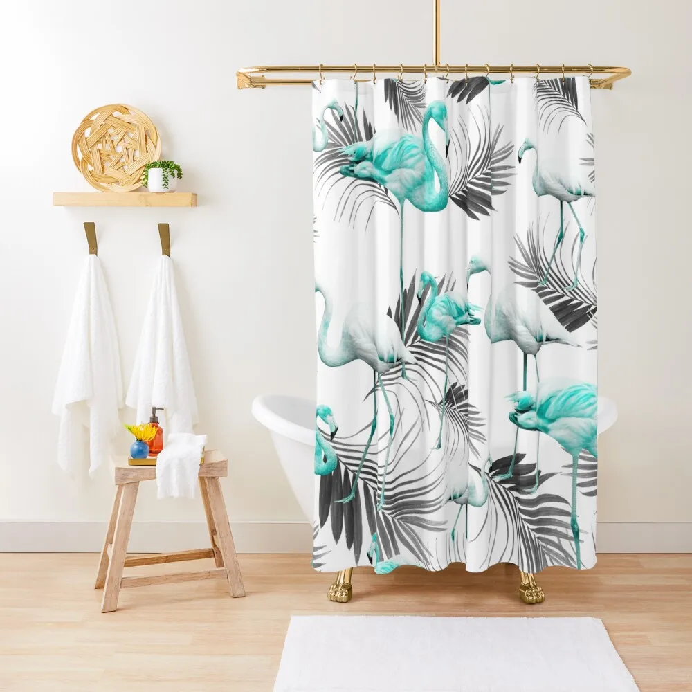 Winter Flamingo Palm Vibes #1 #tropical #decor #art Shower Curtain Waterproof Shower Shower For Bathroom Curtain